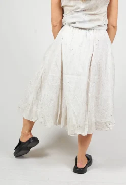 Rundholz Black Label Skirts^Bubble Hem Skirt with Pleat Detail in Landscape Pearl Stripe