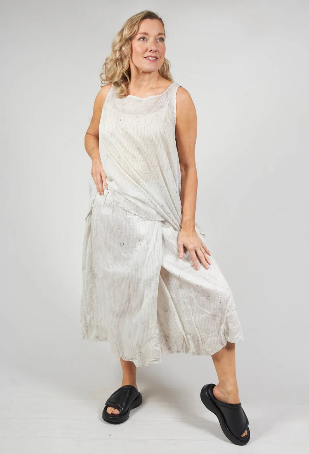 Rundholz Black Label Skirts^Bubble Hem Skirt with Pleat Detail in Landscape Pearl Stripe