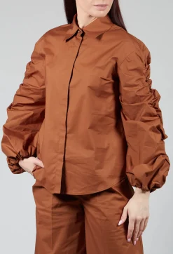 Sfizio Shirts & Blouses^Bubble Sleeve Shirt in Tobacco