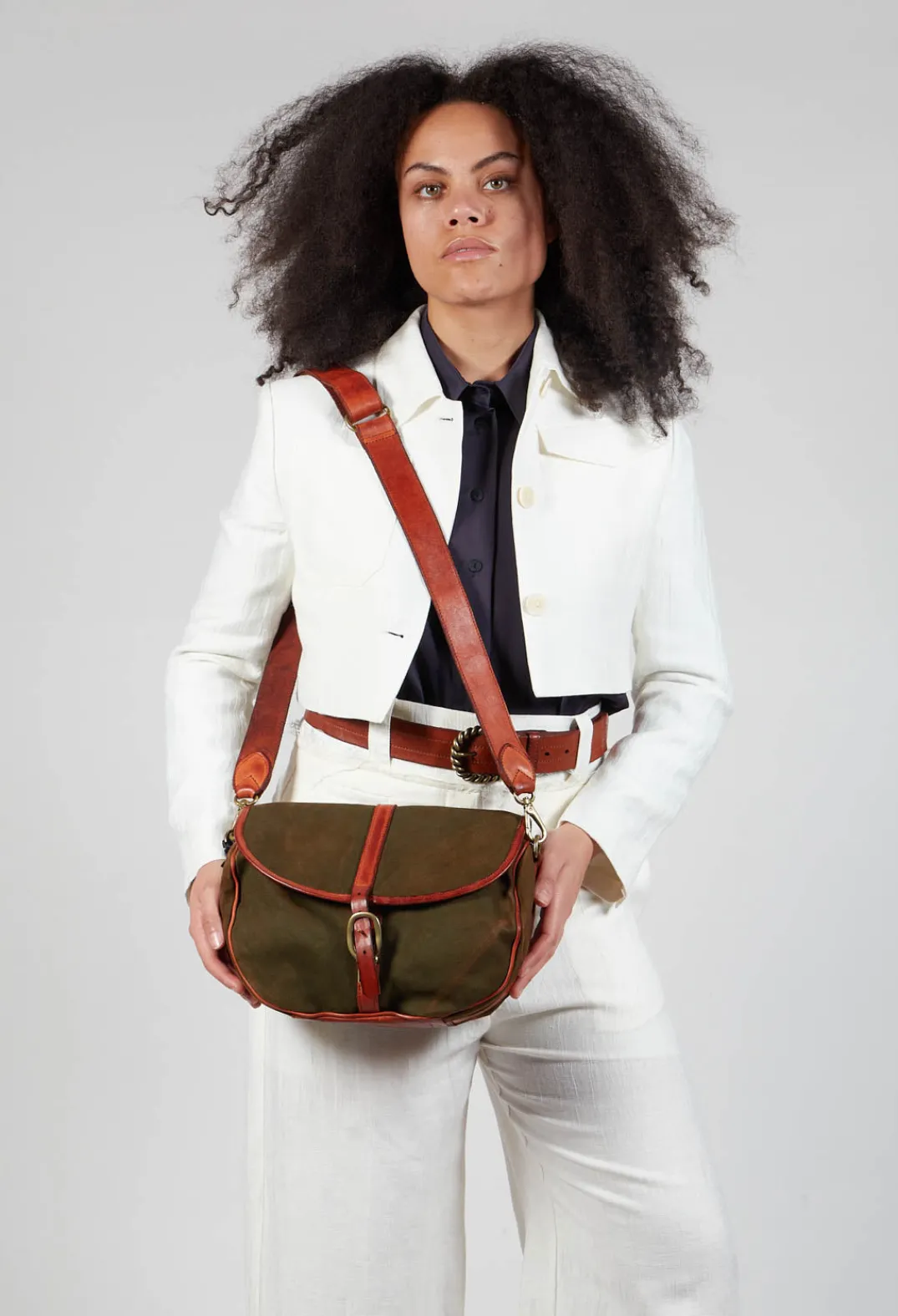 Campomaggi Bags^Buckle Bag in Military and Cognac