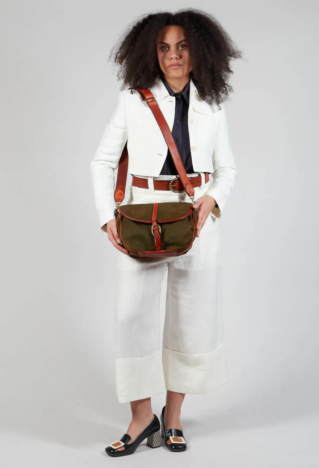 Campomaggi Bags^Buckle Bag in Military and Cognac