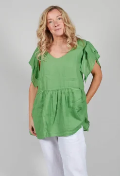 Kedziorek Tops^Butterfly Sleeve Top in Green
