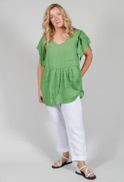 Kedziorek Tops^Butterfly Sleeve Top in Green