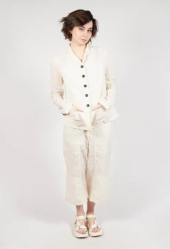 Rundholz Dip Jackets^Button Fastening Jacket with Elasticated Back Detail in Greige Paper