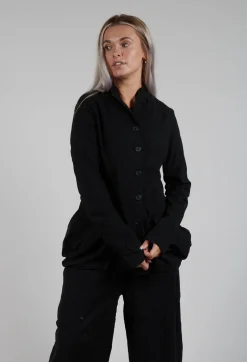 Rundholz Black Label Jackets^Button Through Jacket with Tulip Hem in Black Stripe