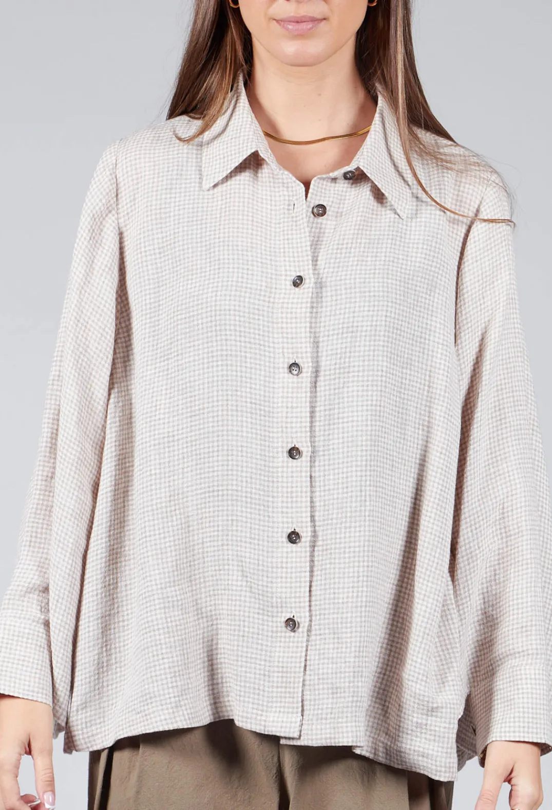 SOH Shirts & Blouses^Button Through Shirt in Beige Check