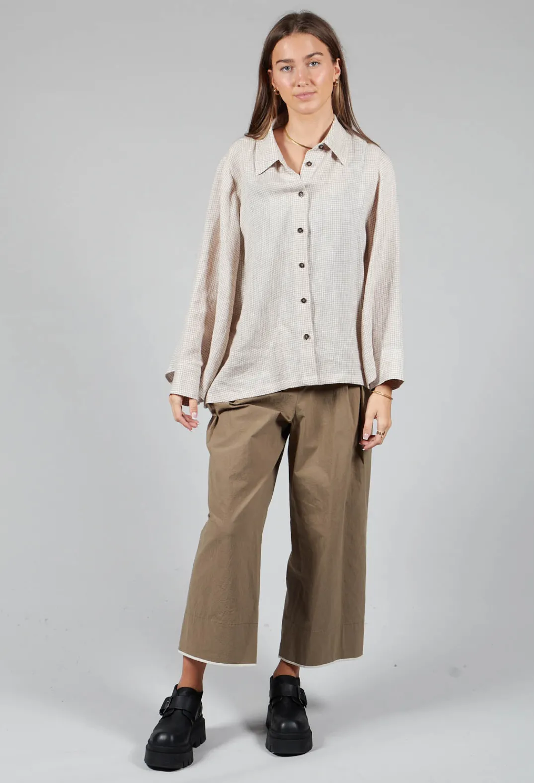 SOH Shirts & Blouses^Button Through Shirt in Beige Check