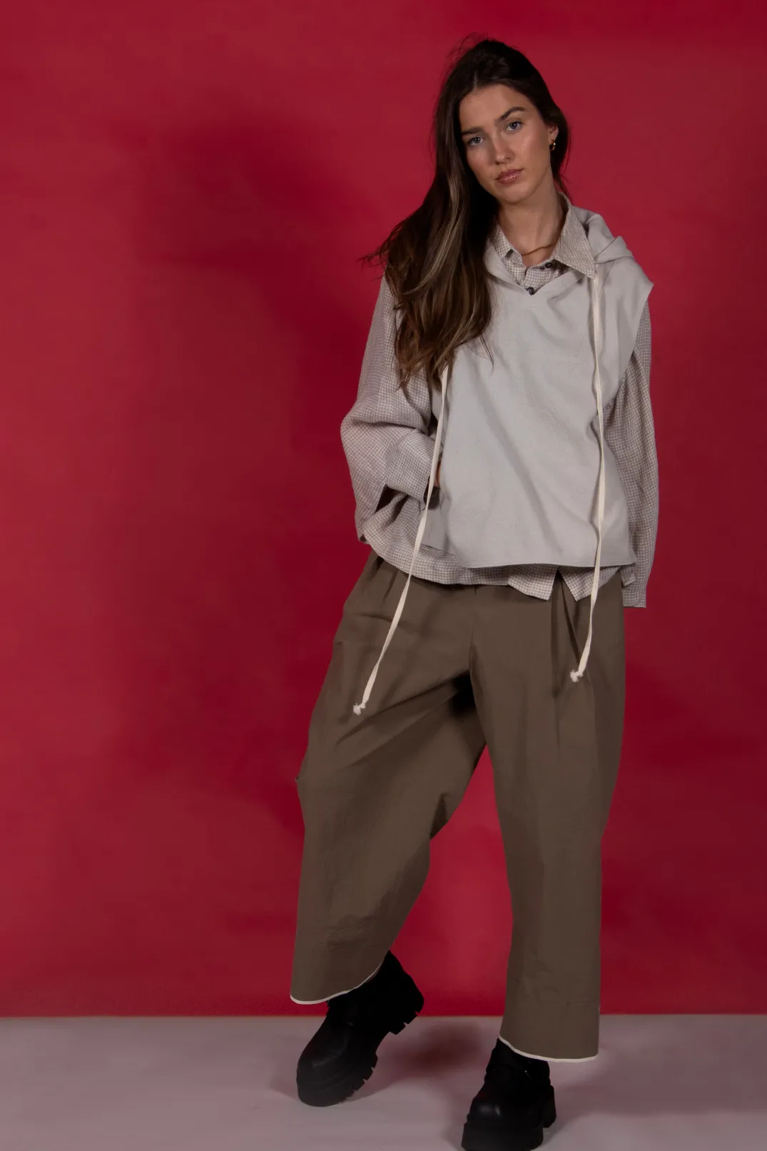SOH Shirts & Blouses^Button Through Shirt in Beige Check