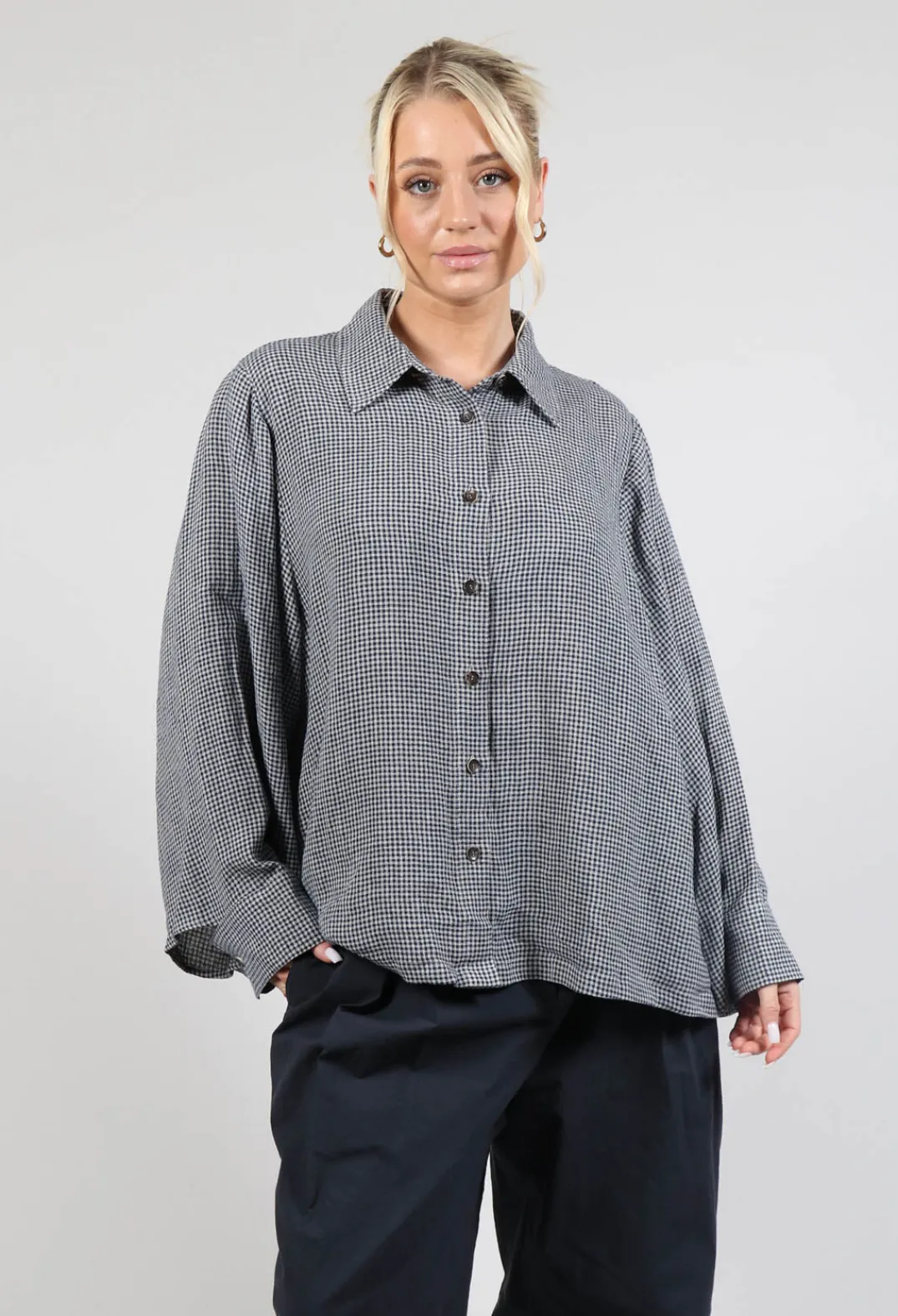SOH Shirts & Blouses^Button Through Shirt in Navy Check