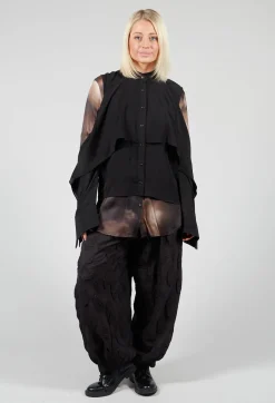 Caraclan Shirts & Blouses^Button Through Shirt with Cut Out Shoulders in Black