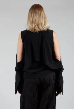 Caraclan Shirts & Blouses^Button Through Shirt with Cut Out Shoulders in Black