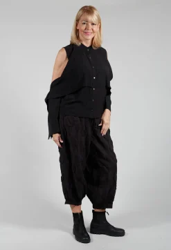 Caraclan Shirts & Blouses^Button Through Shirt with Cut Out Shoulders in Black