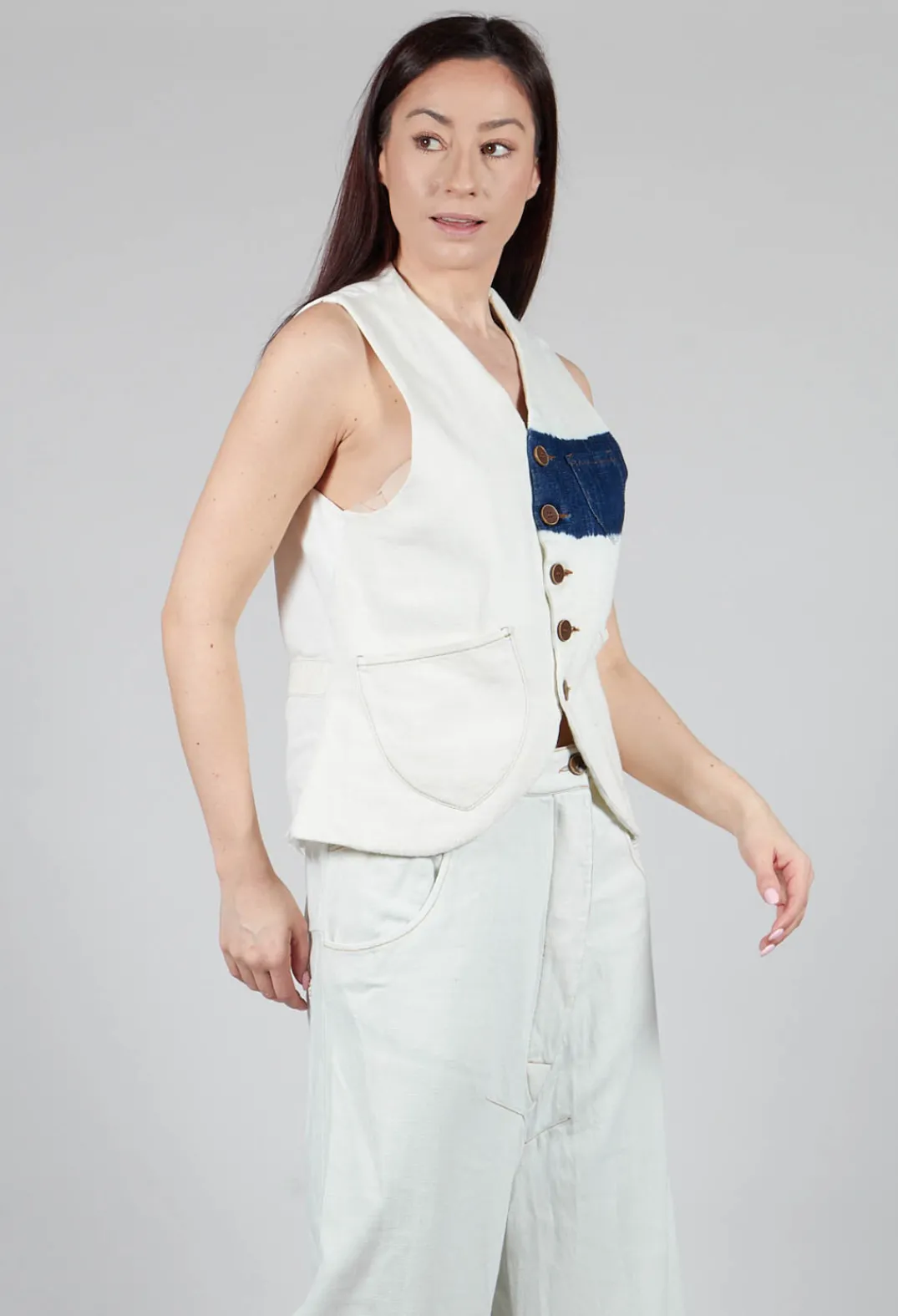 Marc Point Jackets^Button Through Waistcoat in Off White