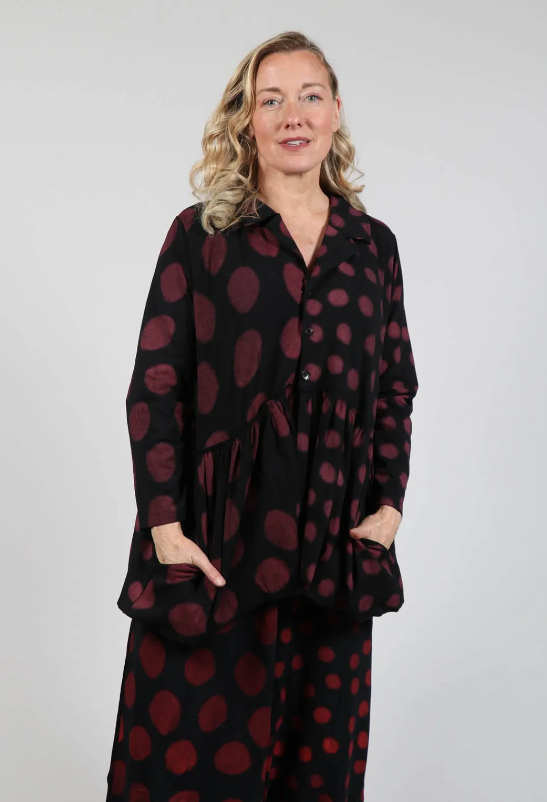 Bread and Butter Shirts & Blouses^Button Up Blouse in Red Pois