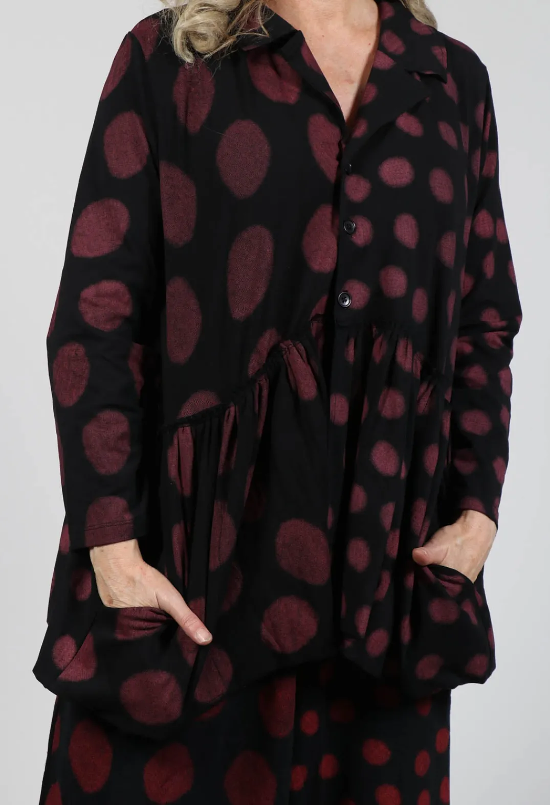 Bread and Butter Shirts & Blouses^Button Up Blouse in Red Pois