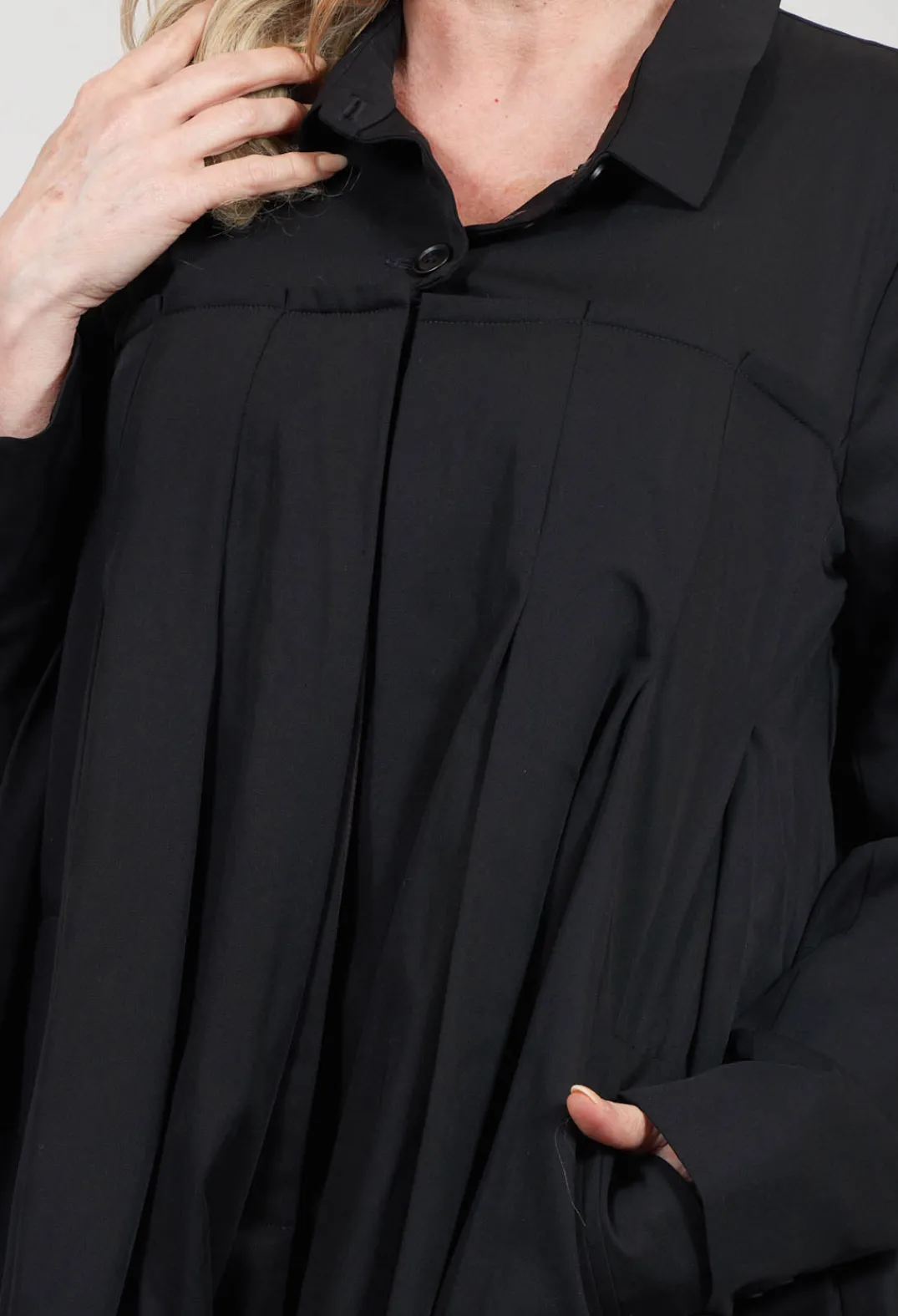 Rundholz Mainline Jackets^Button Up Bomber Jacket with Pleat Detail in Black