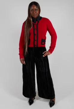 Mei Meij Cardigans^Button Up Cardigan in Red and Black