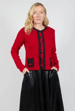 Mei Meij Cardigans^Button Up Cardigan in Red and Black