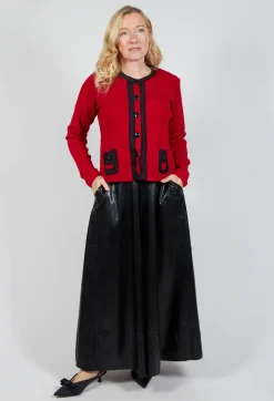 Mei Meij Cardigans^Button Up Cardigan in Red and Black