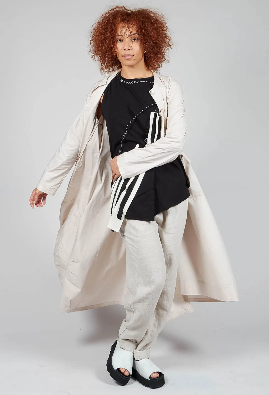 Tadashi Coats^Button Up Shirt Dress in Beige