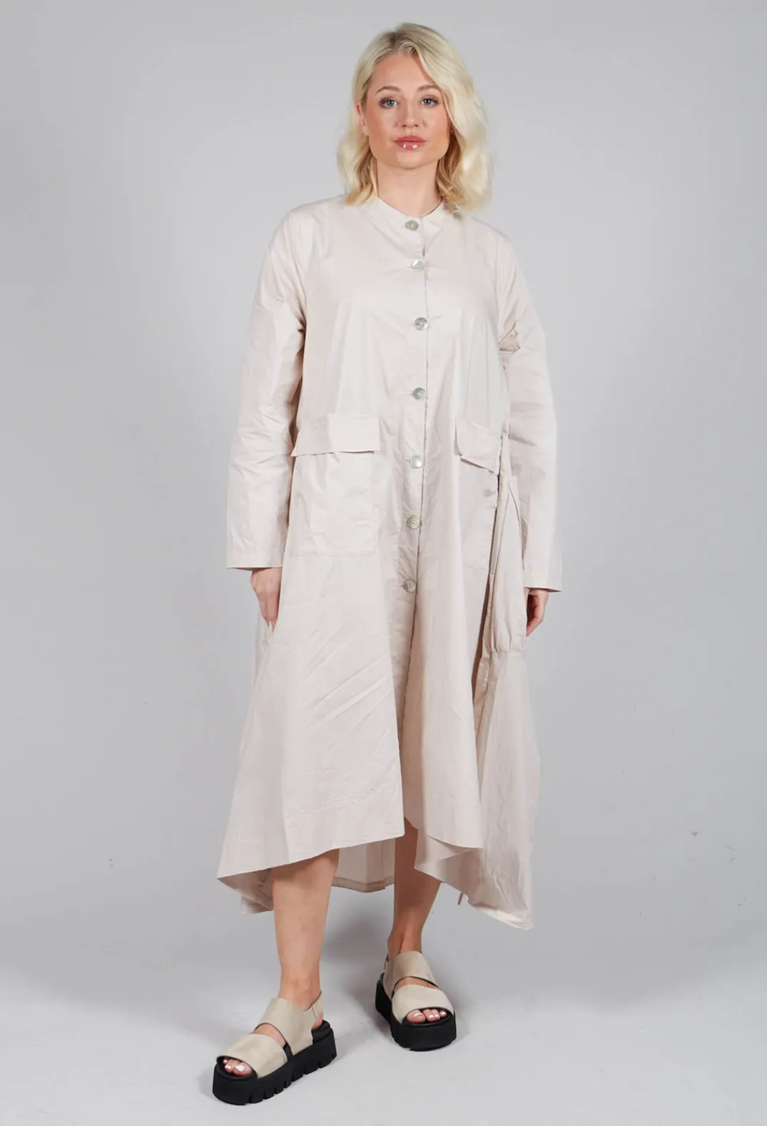Tadashi Coats^Button Up Shirt Dress in Beige