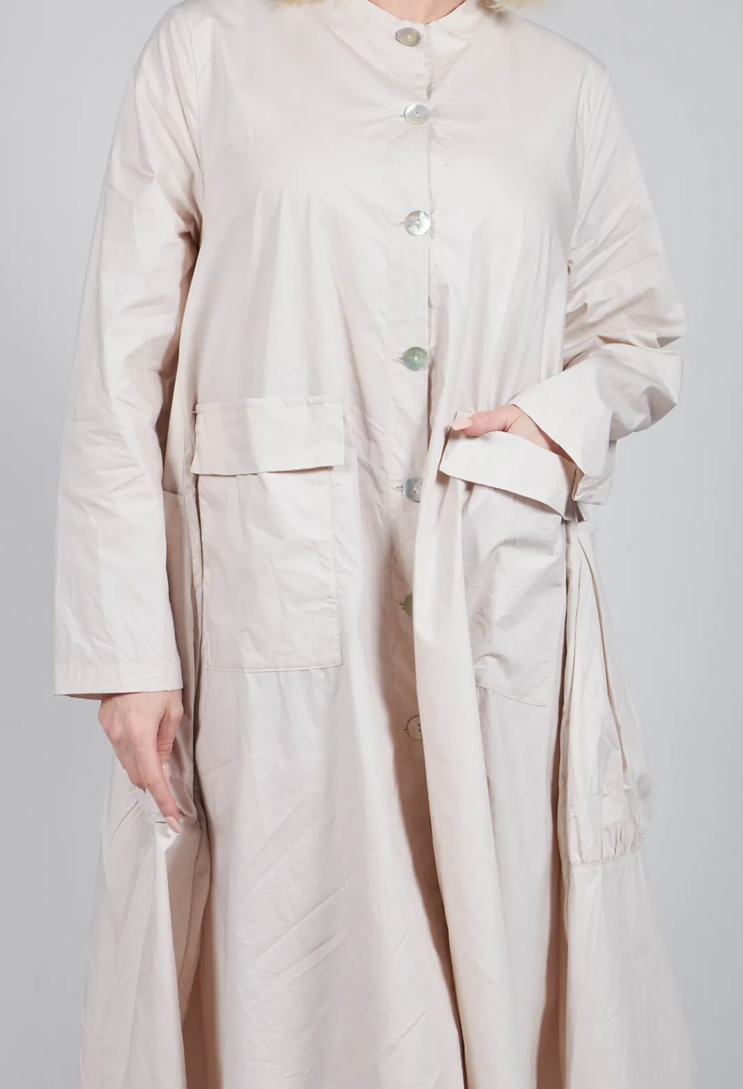 Tadashi Coats^Button Up Shirt Dress in Beige