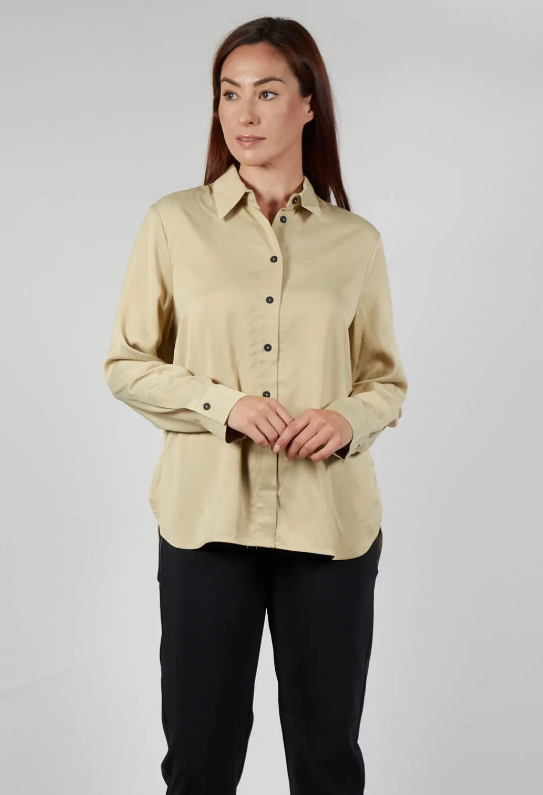 Sarah Pacini Tops^Button Up Shirt in Beige