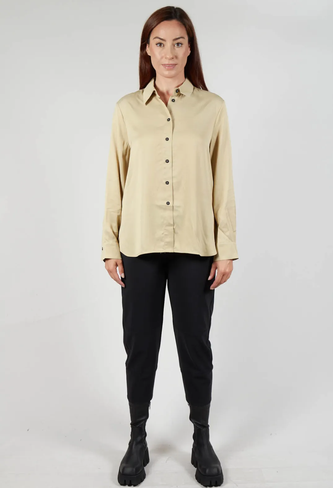 Sarah Pacini Tops^Button Up Shirt in Beige