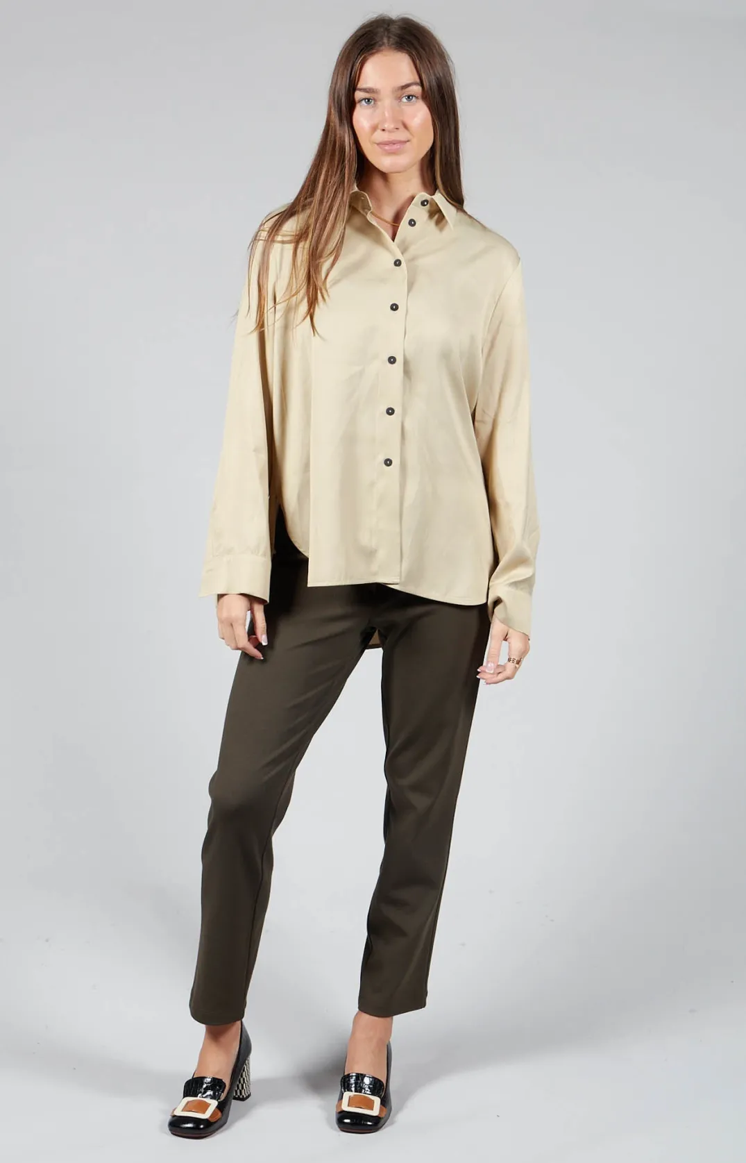 Sarah Pacini Tops^Button Up Shirt in Beige