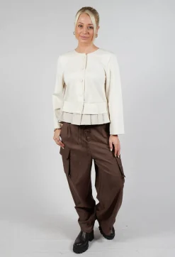 Mei Meij Jackets^Button Up Statement Jacket in Sandshell
