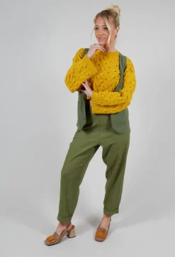 Sarah Pacini Jumpers^Cable Knit Cropped Sweater in Yellow