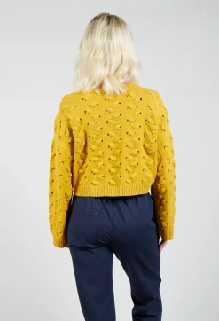 Sarah Pacini Jumpers^Cable Knit Cropped Sweater in Yellow
