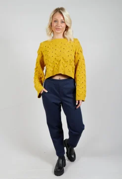 Sarah Pacini Jumpers^Cable Knit Cropped Sweater in Yellow