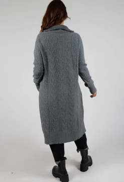 Sarah Pacini Cardigans^Cable Knit Long Cardigan in Steel Grey