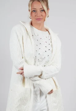 Sarah Pacini Cardigans^Cable Knit Long Cardigan in Off White