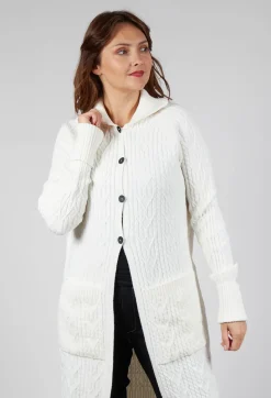 Sarah Pacini Cardigans^Cable Knit Long Cardigan in Off White