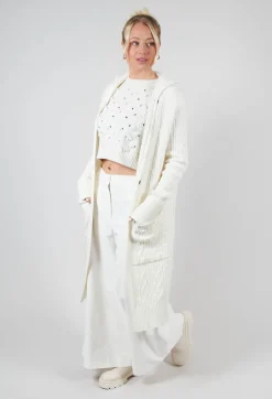 Sarah Pacini Cardigans^Cable Knit Long Cardigan in Off White