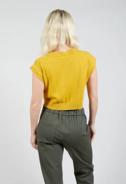 Sarah Pacini Jumpers^Cable Knit Sweater Vest in Yellow