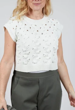 Sarah Pacini Jumpers^Cable Knit Sweater Vest in Off White