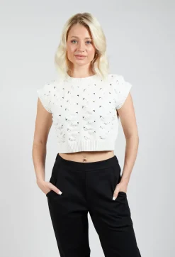 Sarah Pacini Jumpers^Cable Knit Sweater Vest in Off White