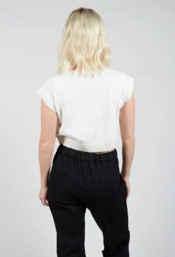 Sarah Pacini Jumpers^Cable Knit Sweater Vest in Off White