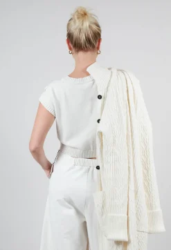 Sarah Pacini Jumpers^Cable Knit Sweater Vest in Off White