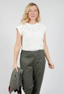 Sarah Pacini Jumpers^Cable Knit Sweater Vest in Off White