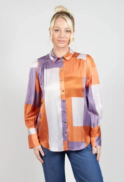 Dea Kudibal Shirts & Blouses^Cadence Shirt with Volume Sleeves in Linear Ultra Violet