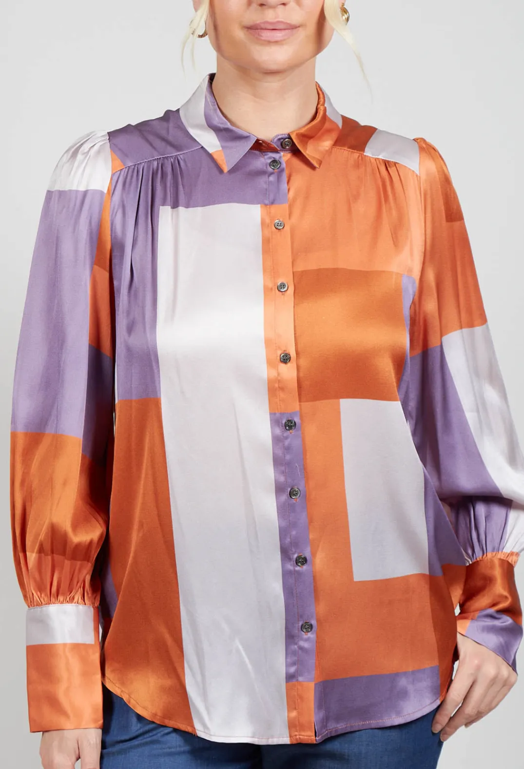 Dea Kudibal Shirts & Blouses^Cadence Shirt with Volume Sleeves in Linear Ultra Violet
