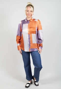 Dea Kudibal Shirts & Blouses^Cadence Shirt with Volume Sleeves in Linear Ultra Violet