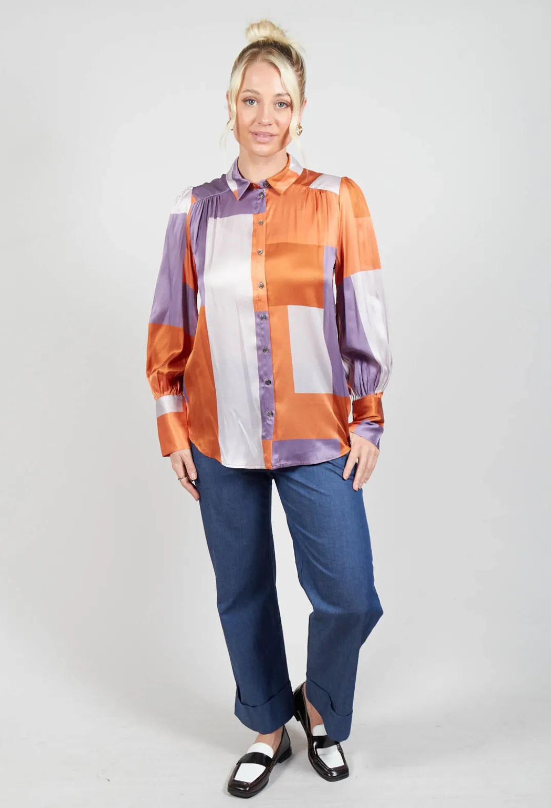 Dea Kudibal Shirts & Blouses^Cadence Shirt with Volume Sleeves in Linear Ultra Violet