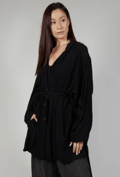 Sanctamuerte Cardigans^Cardigan in Viscosa Tinto Freddo Nero