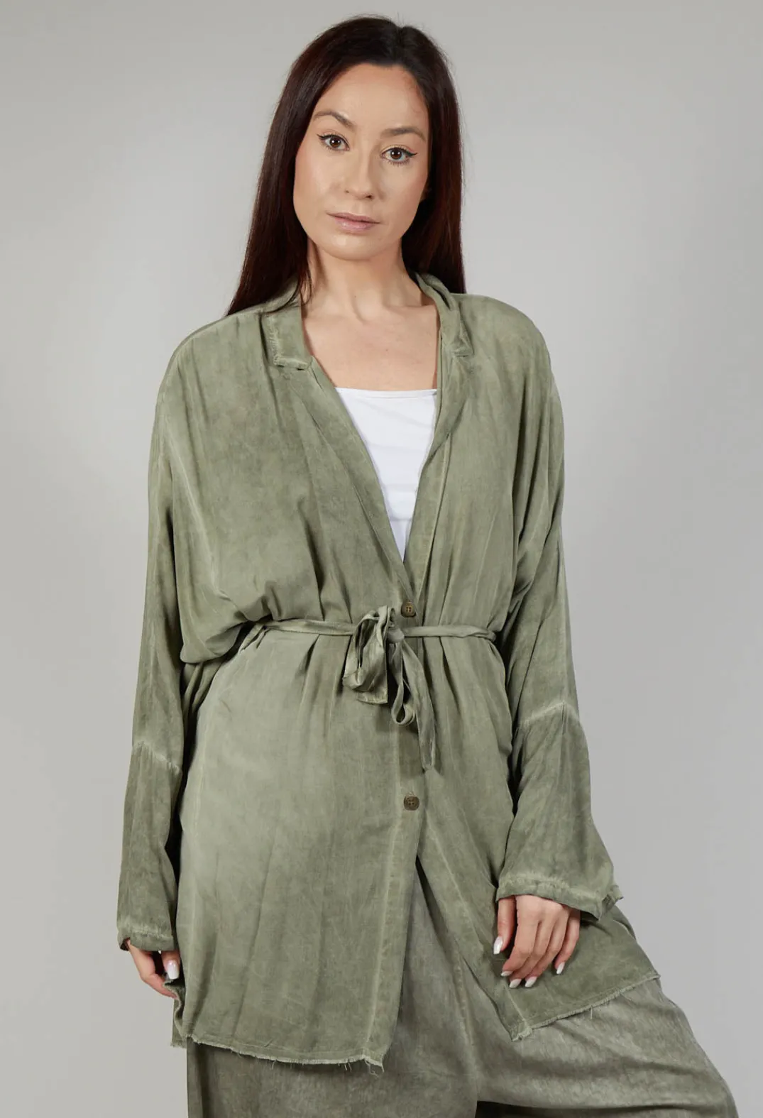 Sanctamuerte Cardigans^Cardigan in Viscosa Tinto Freddo Olive