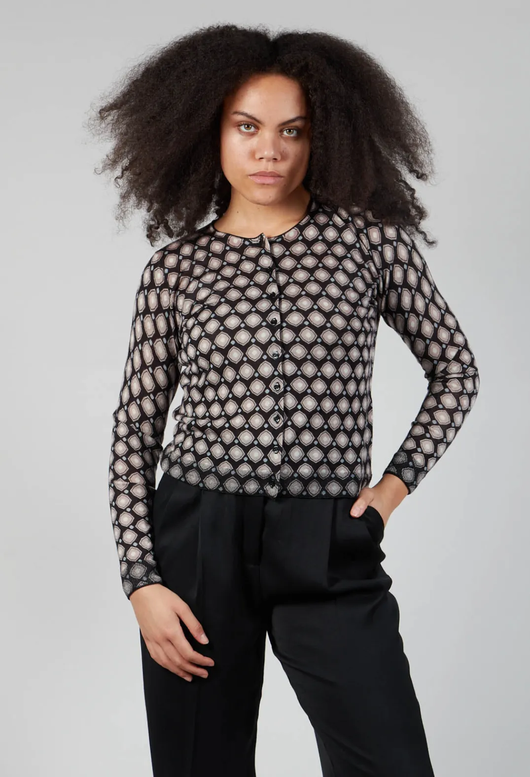 Maliparmi Cardigans^Cardigan Knitted in Nero Beige